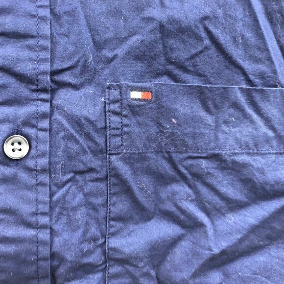 Tommy Hilfiger Men Shirt Small Long Sleeve Button Up Classic Casual Pockets Navy - Picture 7 of 12